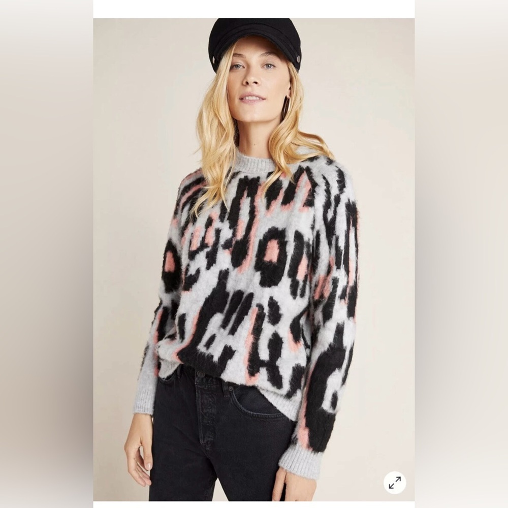 Anthropologie Leopard Print Sweater - Black, Pink, Gray - Picture 3 of 12